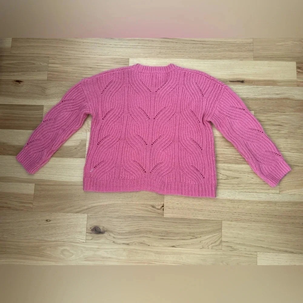 Madewell Pink Cable Knit Alpaca Blend Sweater Size XL - Picture 9 of 11